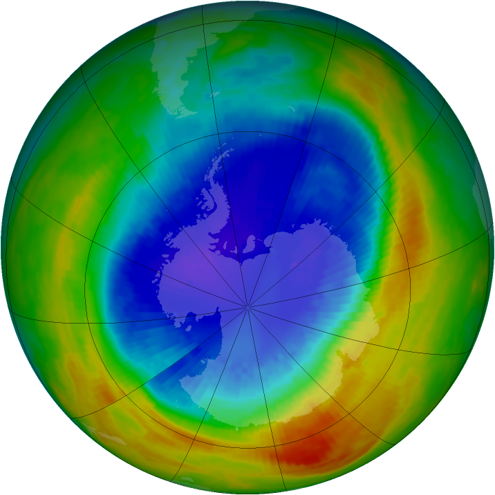 Antarctic ozone map for 12 September 2002